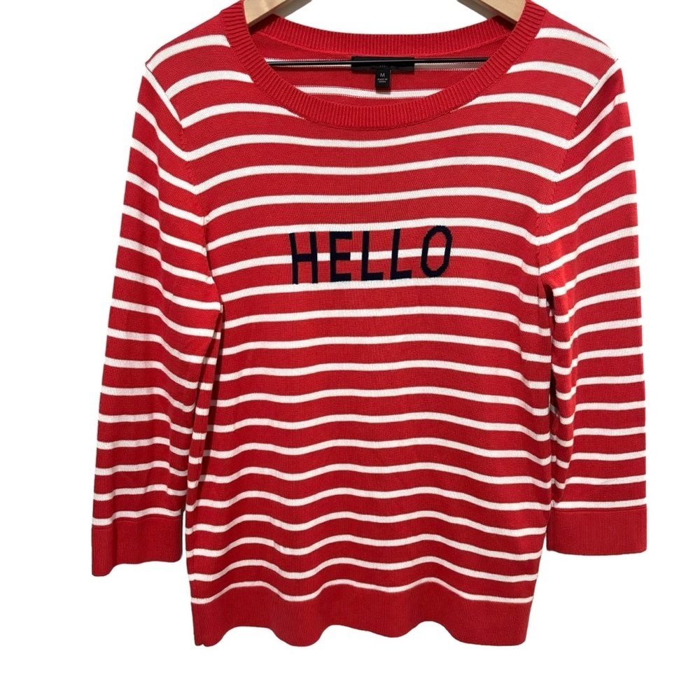 Banana Republic Striped Knit Sweater Medium 3/4 Sleeve Preppy Nautical Coastal